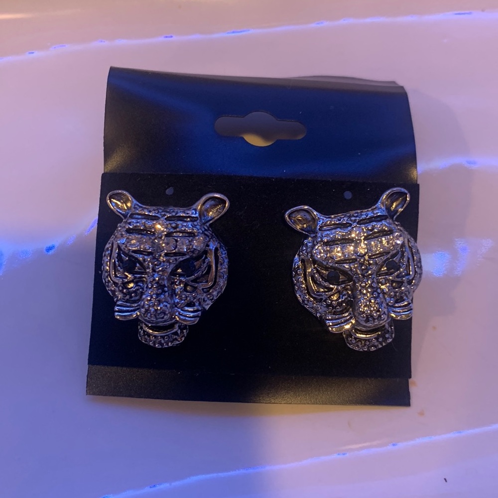 Lion silver earrings, New